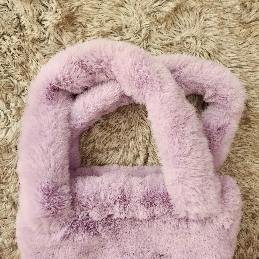 asos Design Lavender Faux Fur Tote‎ Bag